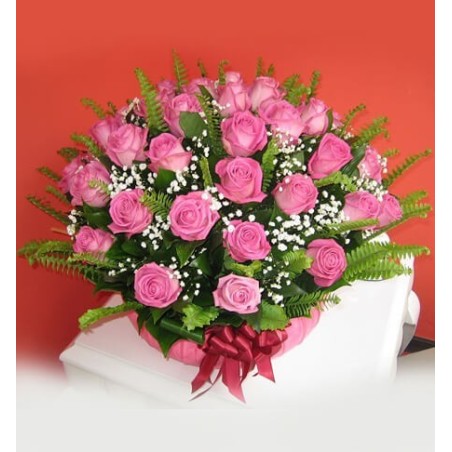 Pink Roses in a Basket