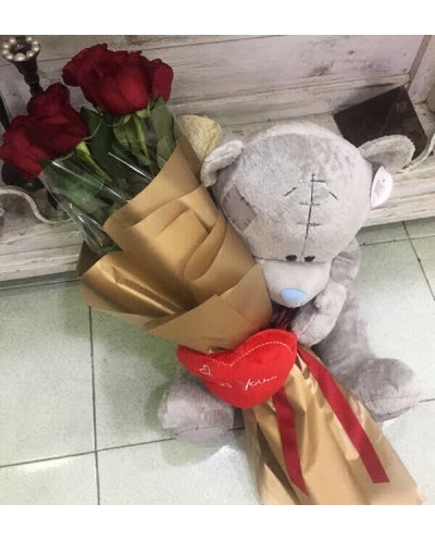 9 Roses Large Teddy