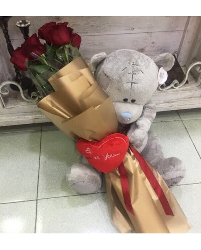 9 Roses Large Teddy