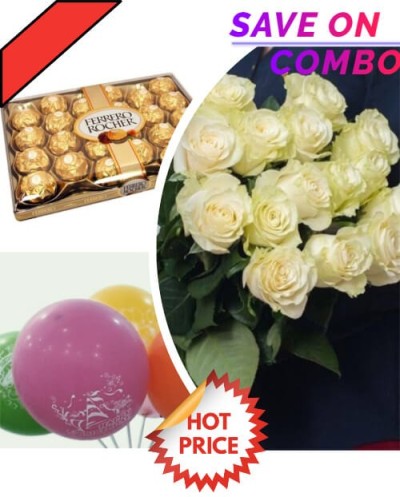 Սպիտակ վարդեր, Ferrero Rocher, փուչիկներ կոմբո