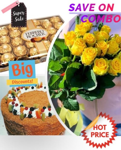 Roses, Cake, Ferrero Combo