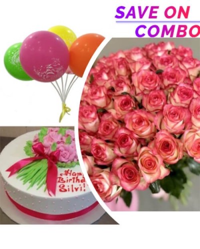 Cake, Roses and Balloons