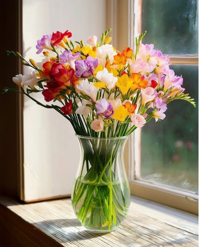 Freesias in Vase